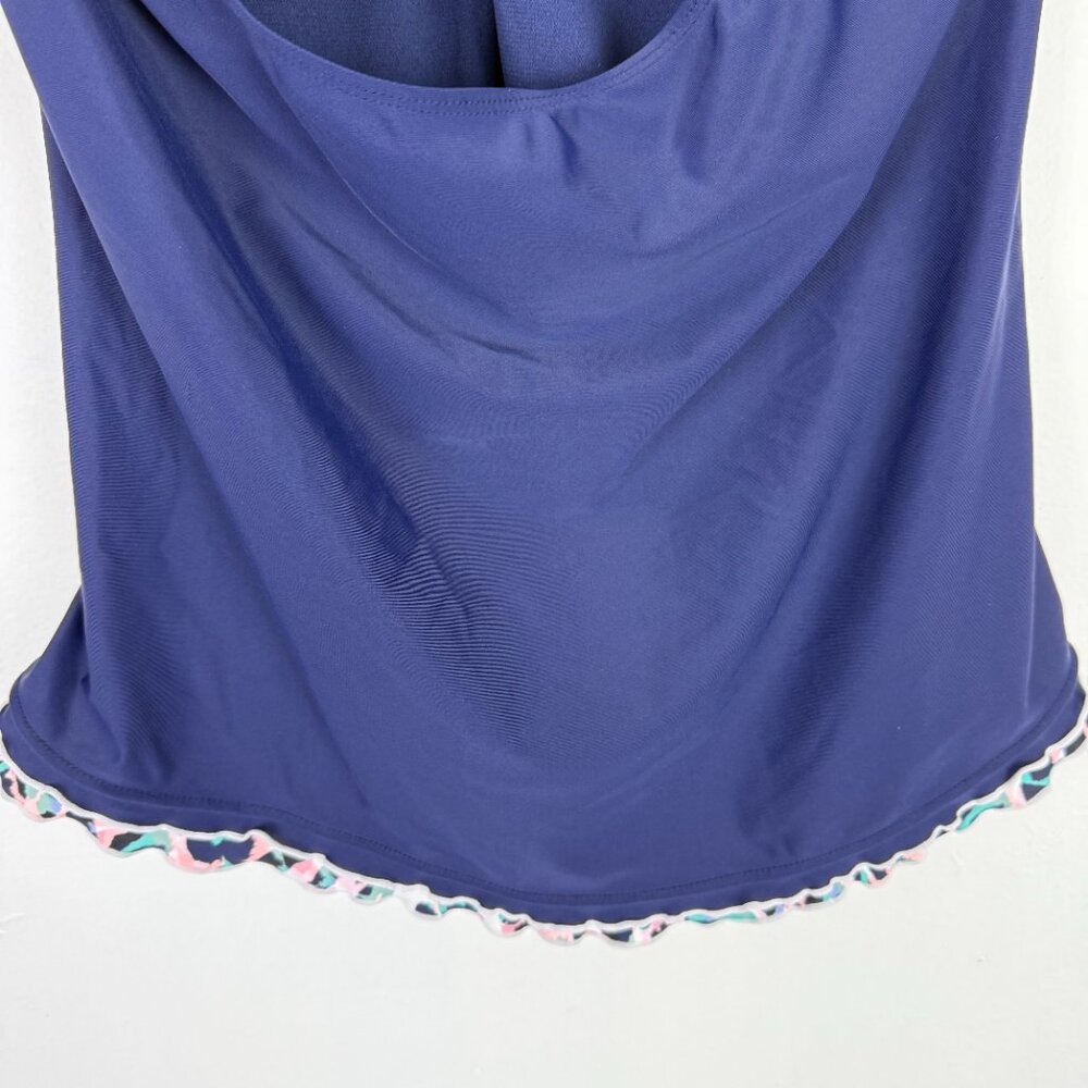 NWT Island Escape Mariposa Halterkini Top Tankini Swim Navy Blue Plus Size 14 - Picture 11 of 11